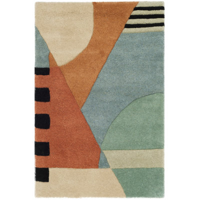 Tapis doré en laine touffeté à la main Abstract