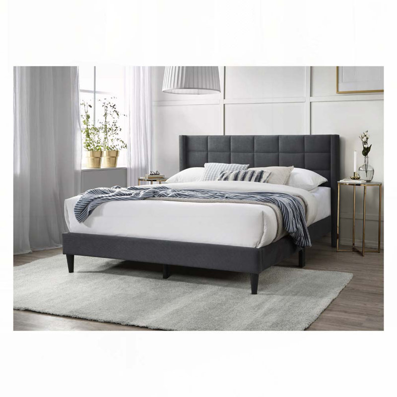 Lit tapissier Burlap, Gris anthracite