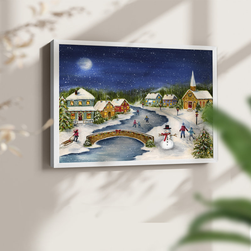 Winter Village -Framed Print - Restickable, 22" H x 28" W, White