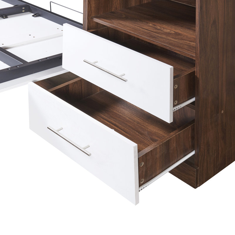 Lit escamotable double pleine grandeur avec armoire, Double