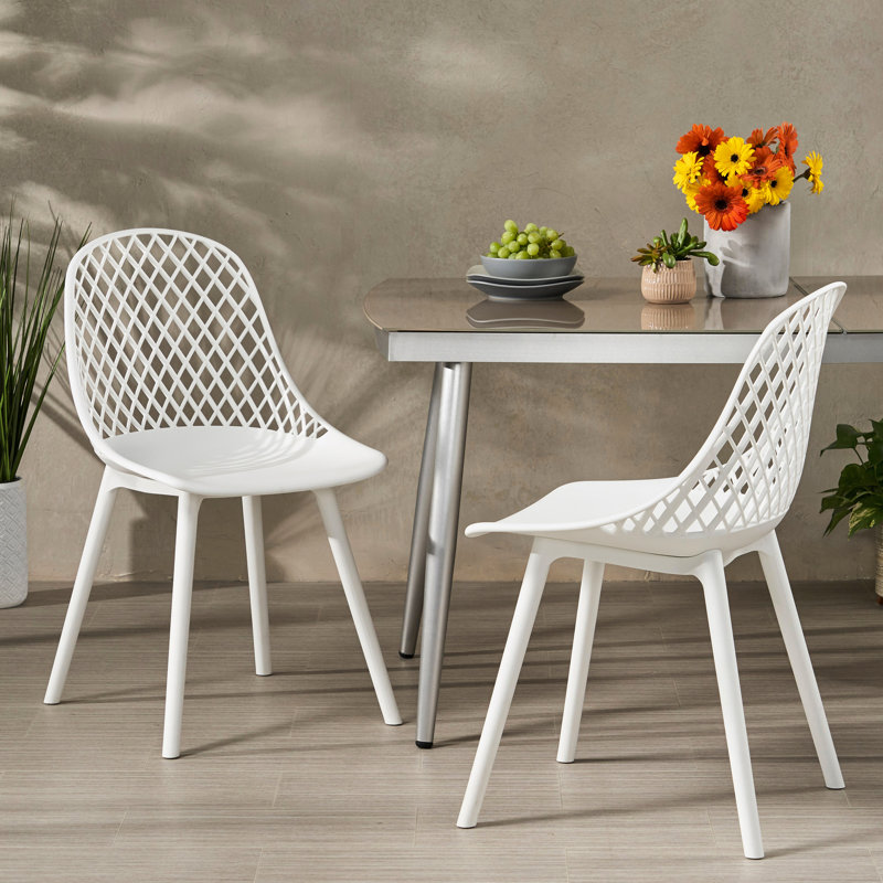 Chaise d'extérieur en polypropylène blanc, Blanc