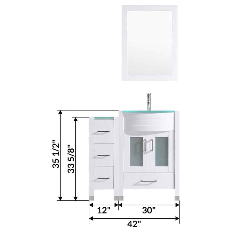 Ensemble de meuble-lavabo simple 42 po avec miroir Marguez, Blanc