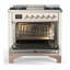 Majestic III Series 36 Inch Dual Fuel Range with 6 Sealed Burners, Griddle, in Glossy Black (Natural Gas, Brass Trim)-996369056-996369082-996369098