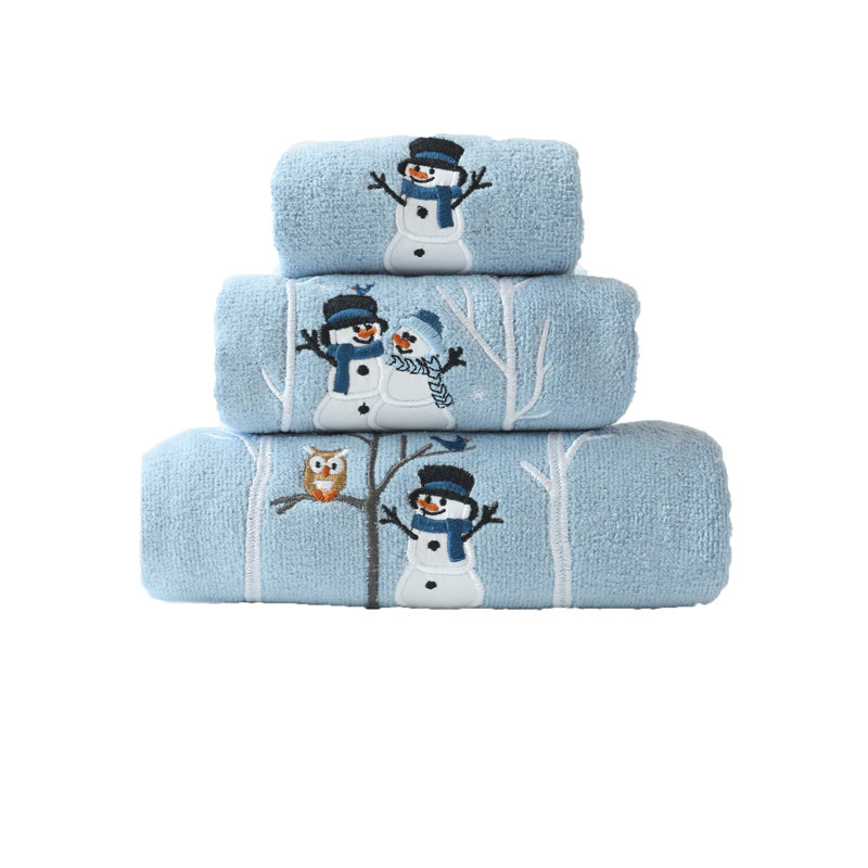 Ensemble de 3 serviettes de Noël modernes de qualité supérieure en coton 100% brodé pour salle de bain Jay Allen