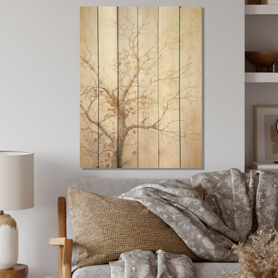 Minimalisme, érable beige solitude - érable sur bois, art sur bois de pin naturel