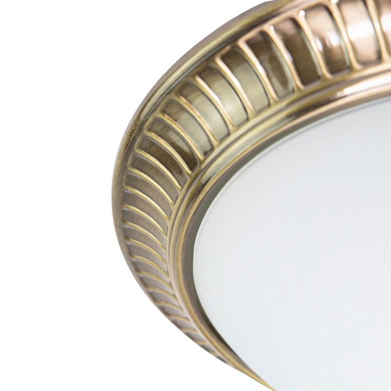 Pudsey Traditional Metal Flush Ceiling Light Fitting with Opal Glass Diffuser, Metal, 12" H x 32" W x 32" D