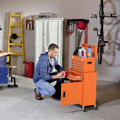 41.1'' Detachable Toolbox Storage Cabinet, 5-Drawer Tool Chest with Wheels (Orange)