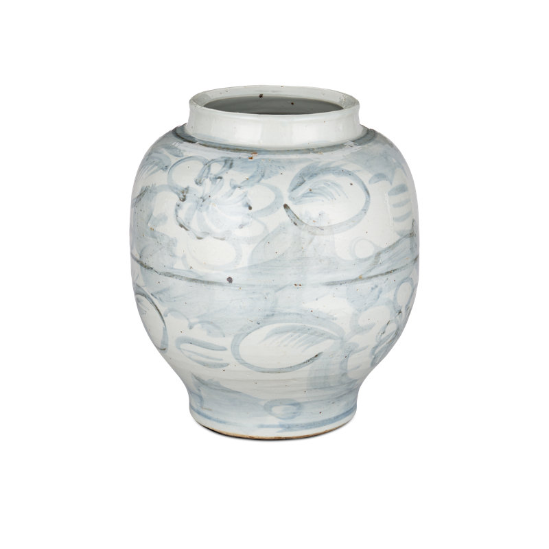 Ming-Style Countryside Large Preserve Pot, 13.25" H x 13" W x 13" D