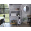 Armoire de cuisine à double porte, quatre pieds et trois tablettes-1878377399