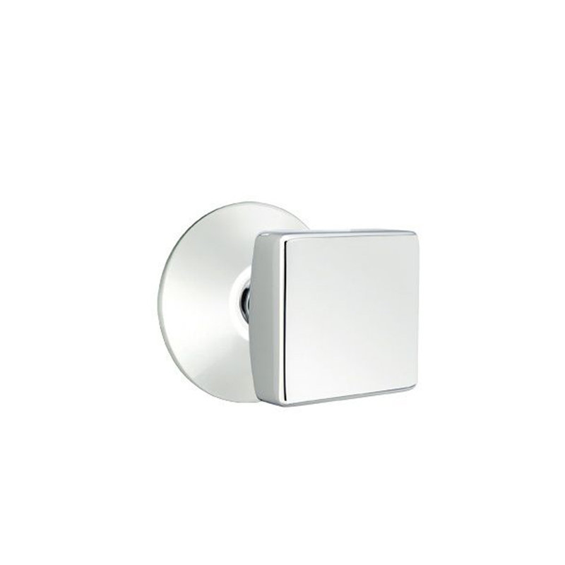 Ensemble de faux boutons Emtek avec rosette moderne et bouton carré, Chrome poli