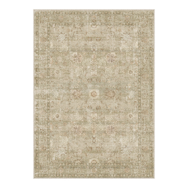Tapis oriental beige Patty avec envers antidérapant, Beige, 0.35", Rectangle 5 pi x 7 pi