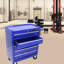 Boîte à outils 5 tiroirs avec serrure et 4 supports à roulettes, bleu pour roulettes-51637007