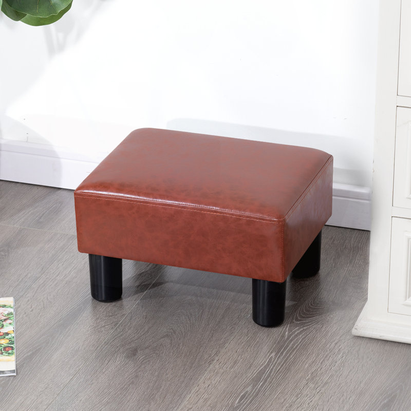 Flannel Small Footstool Ottoman For Footrest, Modern Rectangle Step Stool Extra Seating With Non-Skid Plastic Legs For Living Room, Couch, Entryway