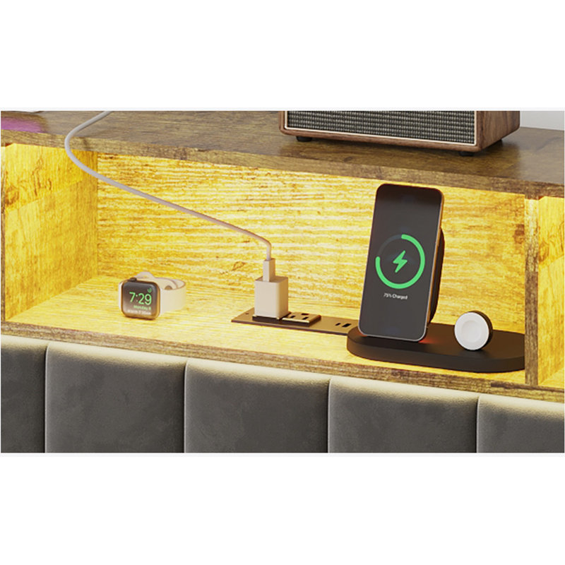 Lit de rangement avec lumières DEL et station de charge