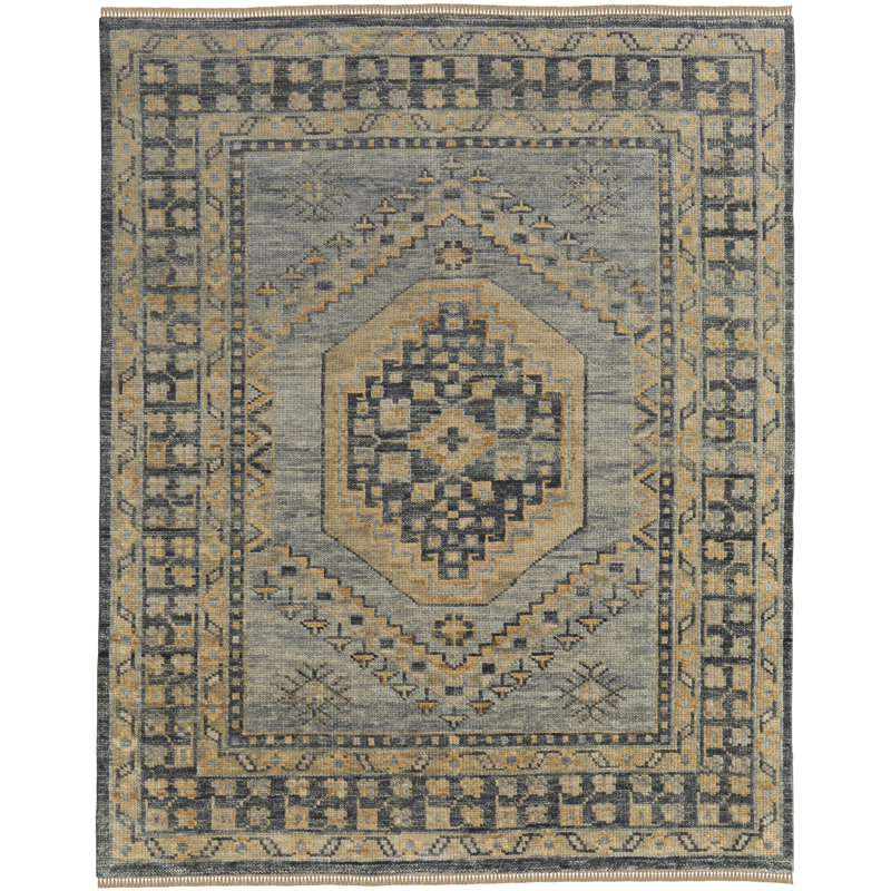 Fillmore Transitional Medallion, Blue/Gray, 2'-6" X 8' Runner, Rectangle 9' x 12'