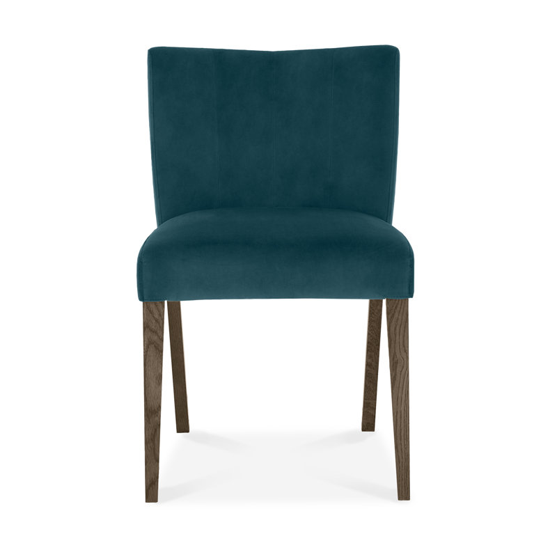 Caserta Polyester Blend Upholstered Side Chair, Sea Green, Dark Oak