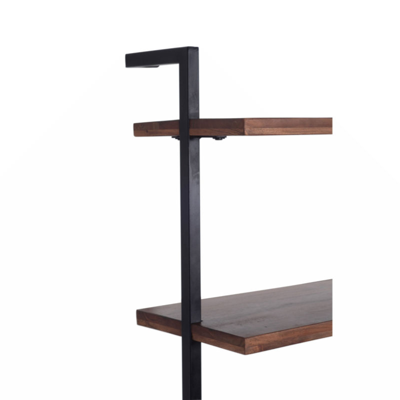 Industrial 3-Tier Brown Mango Wood Ladder Wall Shelf
