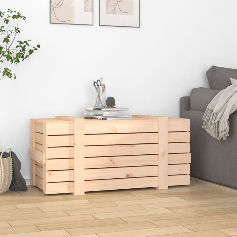 Marlow Home Co. Graball 91cm W Pine Solid Wood Deck Box, Beige