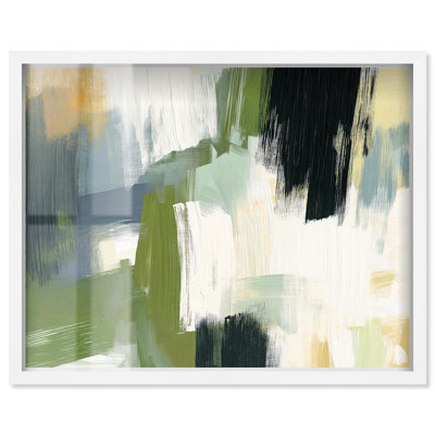 Décoration murale abstraite «Moss Layers I Shadowbox» par Art Remedy