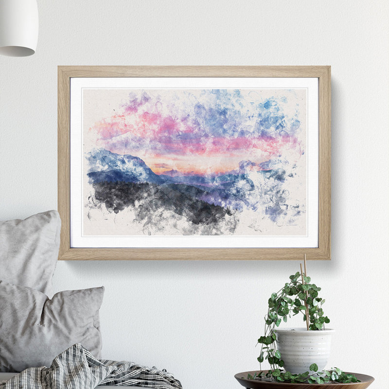 Mountain View of Romania - Framed Print, Oak Framed, 45cm H x 63cm W x 2cm D