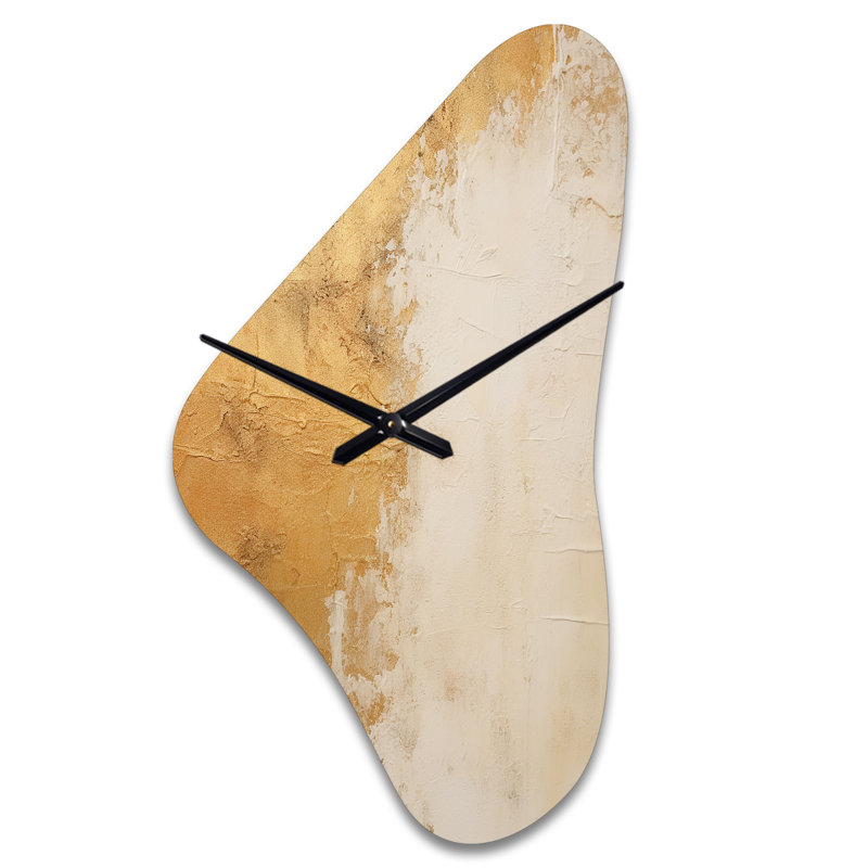 Morly abstrait doré et blanc Morly - horloge murale asymétrique, Médium