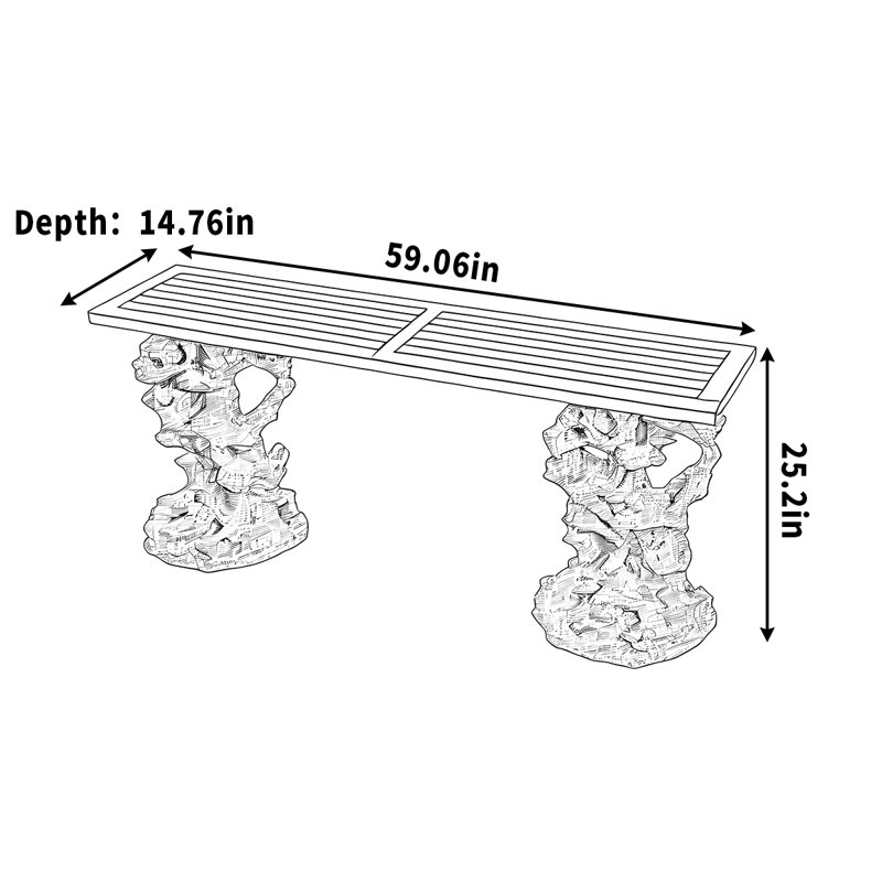 Tablette de bonsaï pour l'extérieur, H 25,2 po x l 59,06 po x P 14,76 po