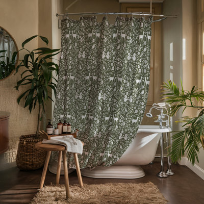 Green Woodland Pattern Shower Curtain