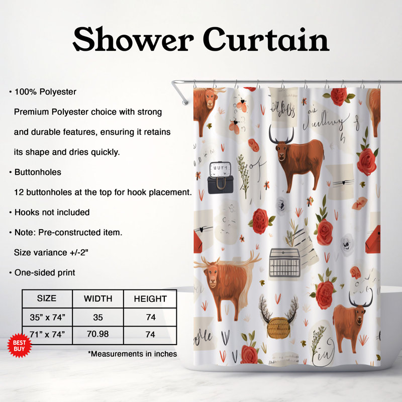 Mignon - Rideau de douche Premium, H 74 po x l 71 po