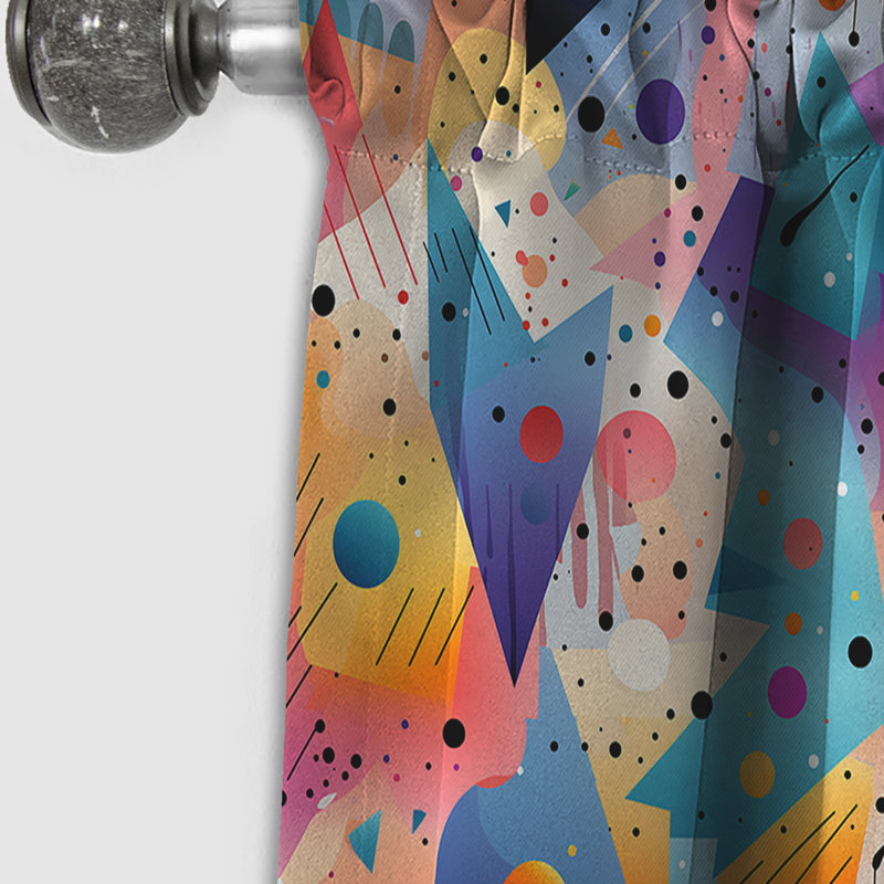 Motif de formes géométriques multicolores et froides - Rideau occultant abstrait - 1 panneau, L 52 po x L 63 po