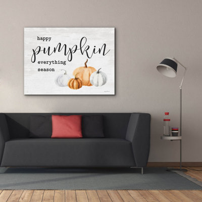  «Happy Pumpkin Everything Season», art mural sur toile avec lettres et lignes, 54 po x 40 po
