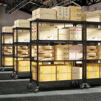 Étagère à 4 niveaux en métal 2640 LBS pour garage, garde-manger, entrepôt, buanderie au sous-sol, étagère de rangement en métal, range-tablette P 23,6 po x l 53,2 po x H 73,6 po