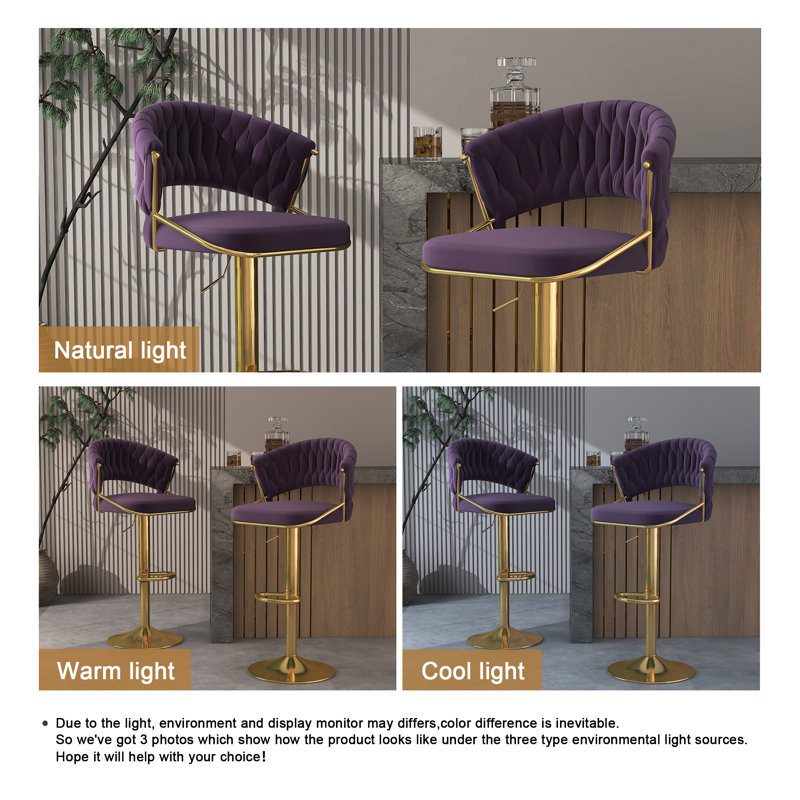 Tabouret de bar Christal, Mauve, Doré