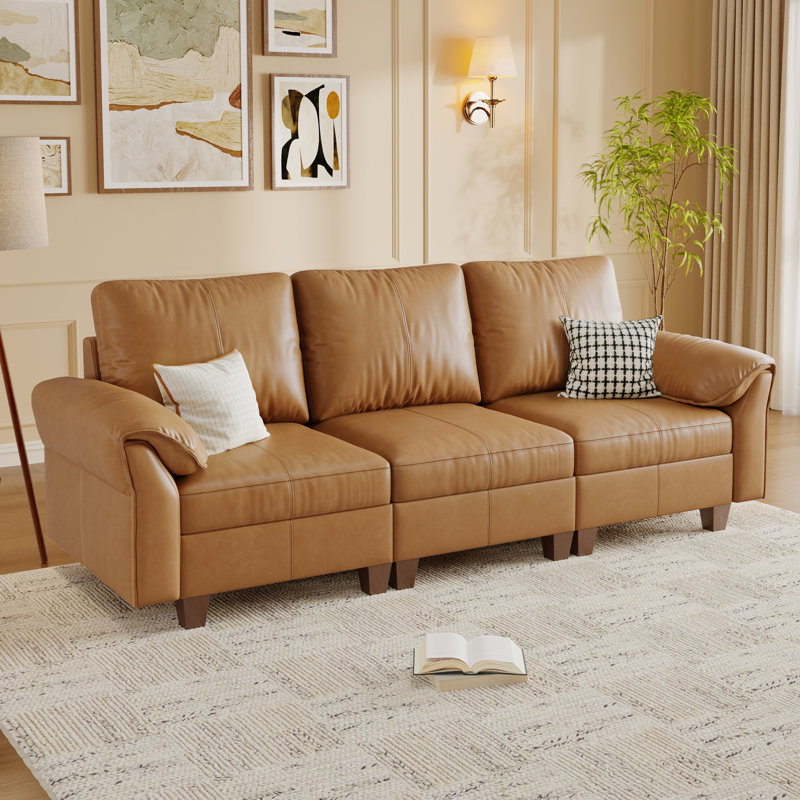 Canapé modulaire 96 po à 3 places avec rangement 96 po, gris, Brun