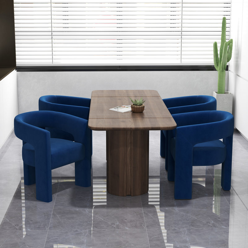 Chaise rembourrée en velours, Marine