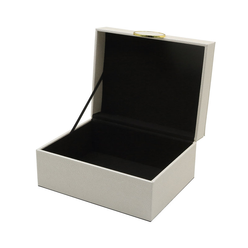 Luxurious Faux Litchi Jewellery Boxes, Storage Decorative Case, Gold/White
