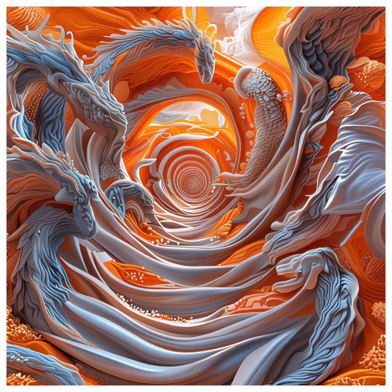 Édredon abstrait avec tourbillons de dragon, Simple extra long