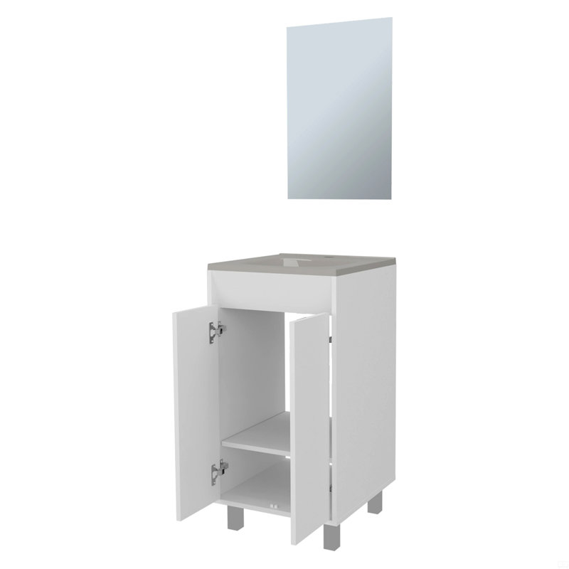Armoire de salle de bain avec 2 portes, Blanc