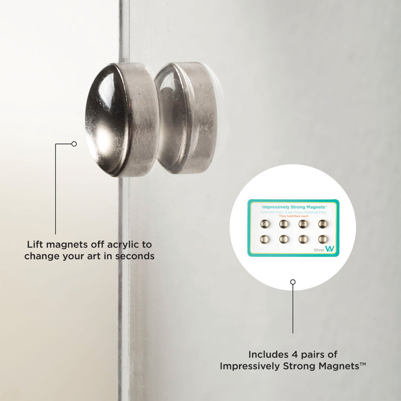 Impressively Strong Magnets, 0.35" H x 0.35" W x 0.19" D, Brushed Silver