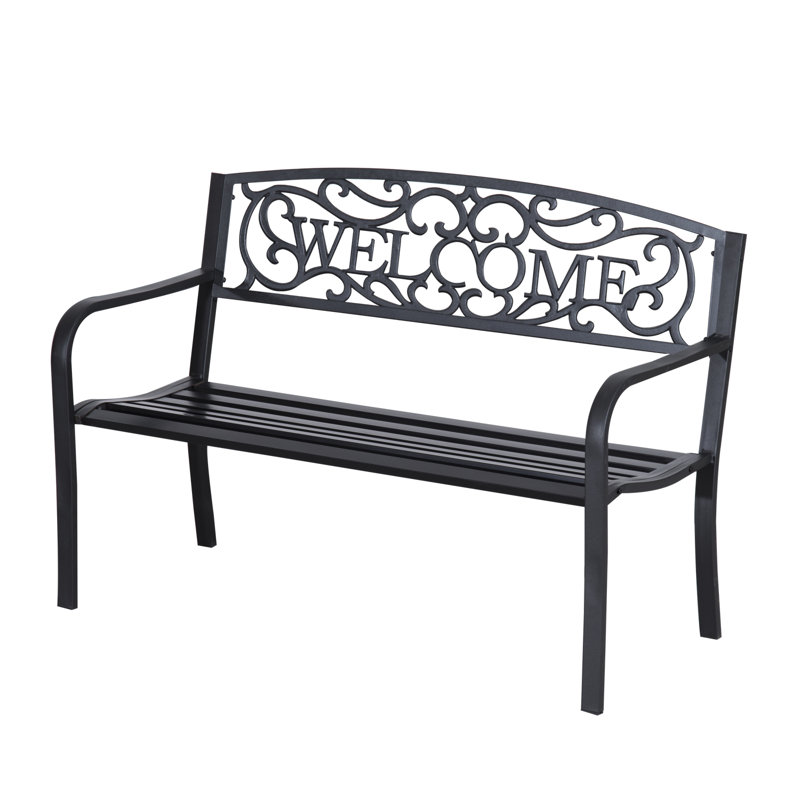 Banc de patio extérieur, Noir, noir, noir, noir