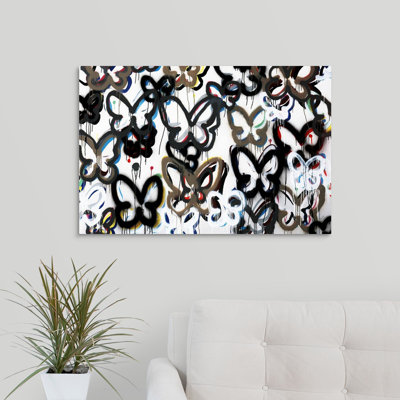 « papillon de fond ii », peinture sur toile
