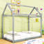 Twin Size Wooden House Bed with Roof-1284652035
