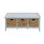 Banc avec rangement en rotin et blanc