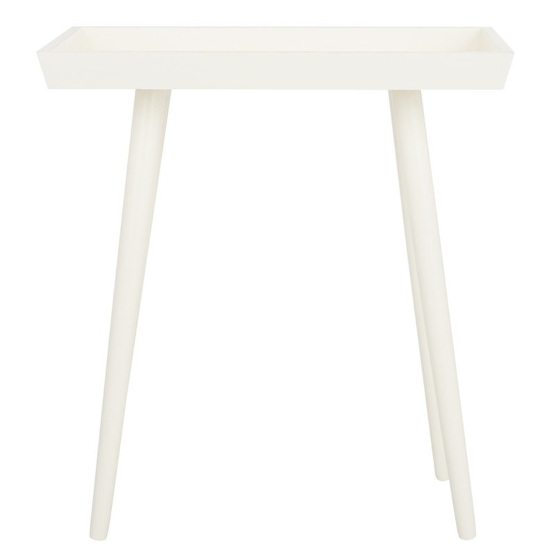 Corlien Solid Wood Tray Top End Table, White