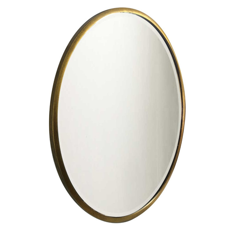 Hilde Wood Flat Wall Mirror, Gold