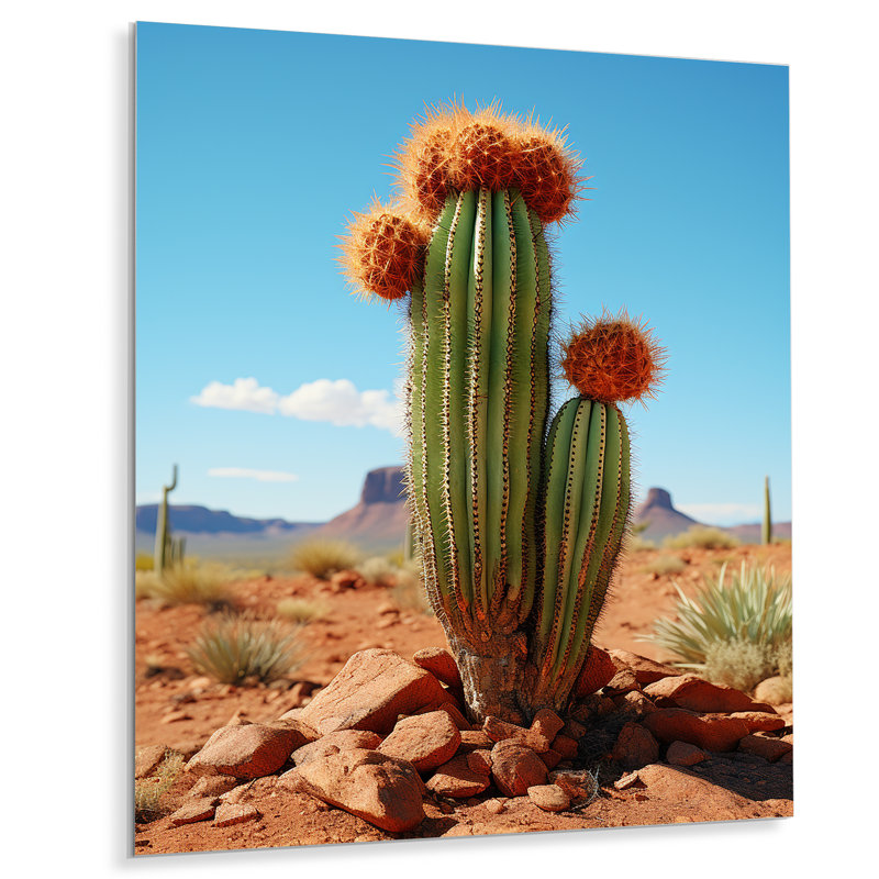 Cactus vert corail désert gardien orgue II - décoration murale florale et botanique en métal, H 32 po x l 16 po x P 1 po