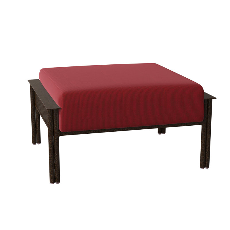 Repose-pieds d'extérieur avec coussin Jax, Blanc patiné, Denver Scarlett Sunbrella®