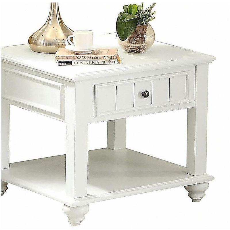 Table de bout blanche avec tablette inférieure