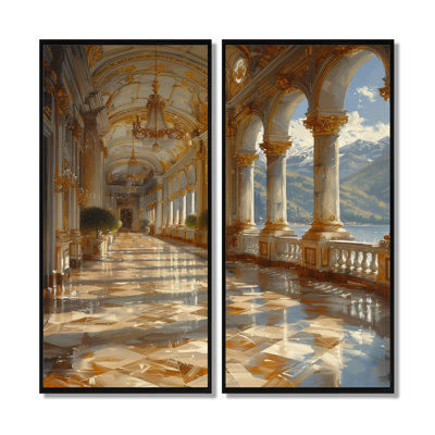 Ensemble de 2 reproductions d'art or et gris