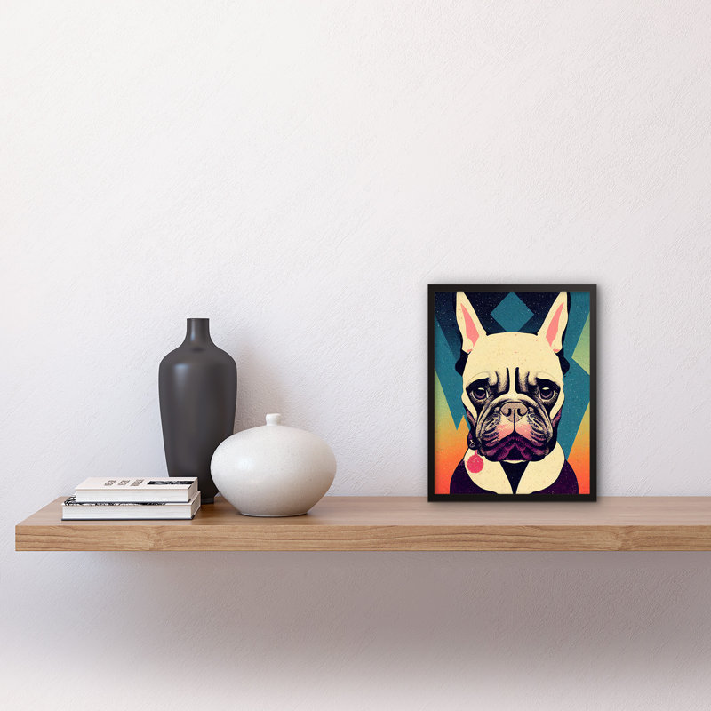 French Bulldog Portrait Geometric Pastel - Single Picture Frame Print
