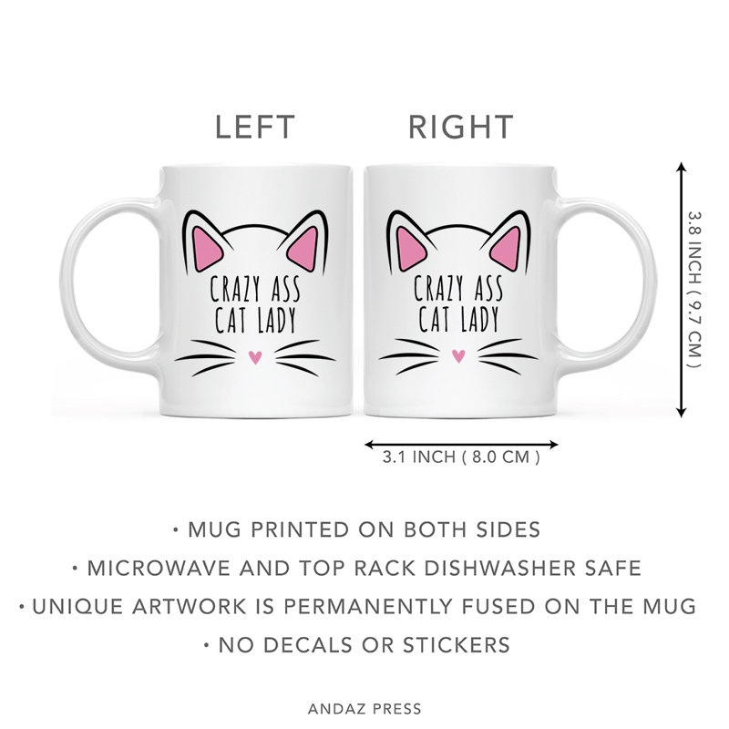 Tasse à café «Funny Cat Lover Naps», « Crazy Ass Cat Lady » - La dame au chats fous